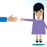 Grafika: egy kislány kezet nyújt egy másik felfnőtt keze felé